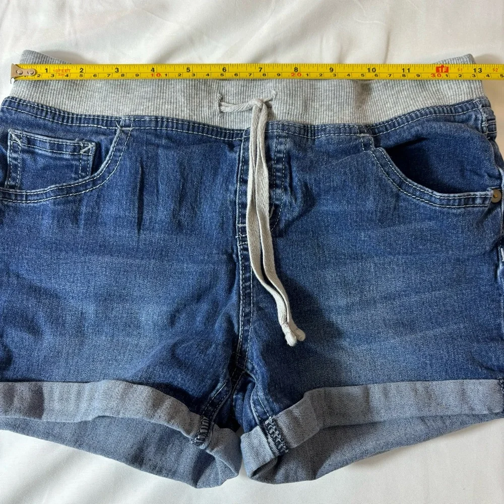 Justice Shorts Drawstring Fabric Waistband Denim Pull On Bottoms Blue Size 14R